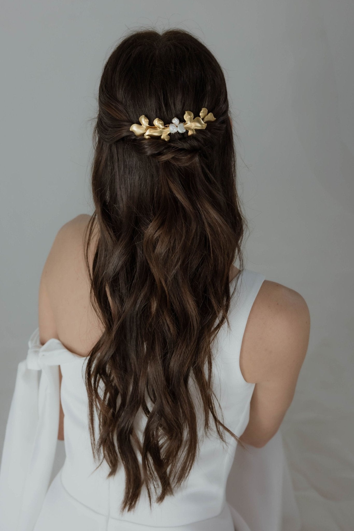 Venezia - Peigne mariage moderne avec perles baroques - Grand peigne - Atelier Lilac
