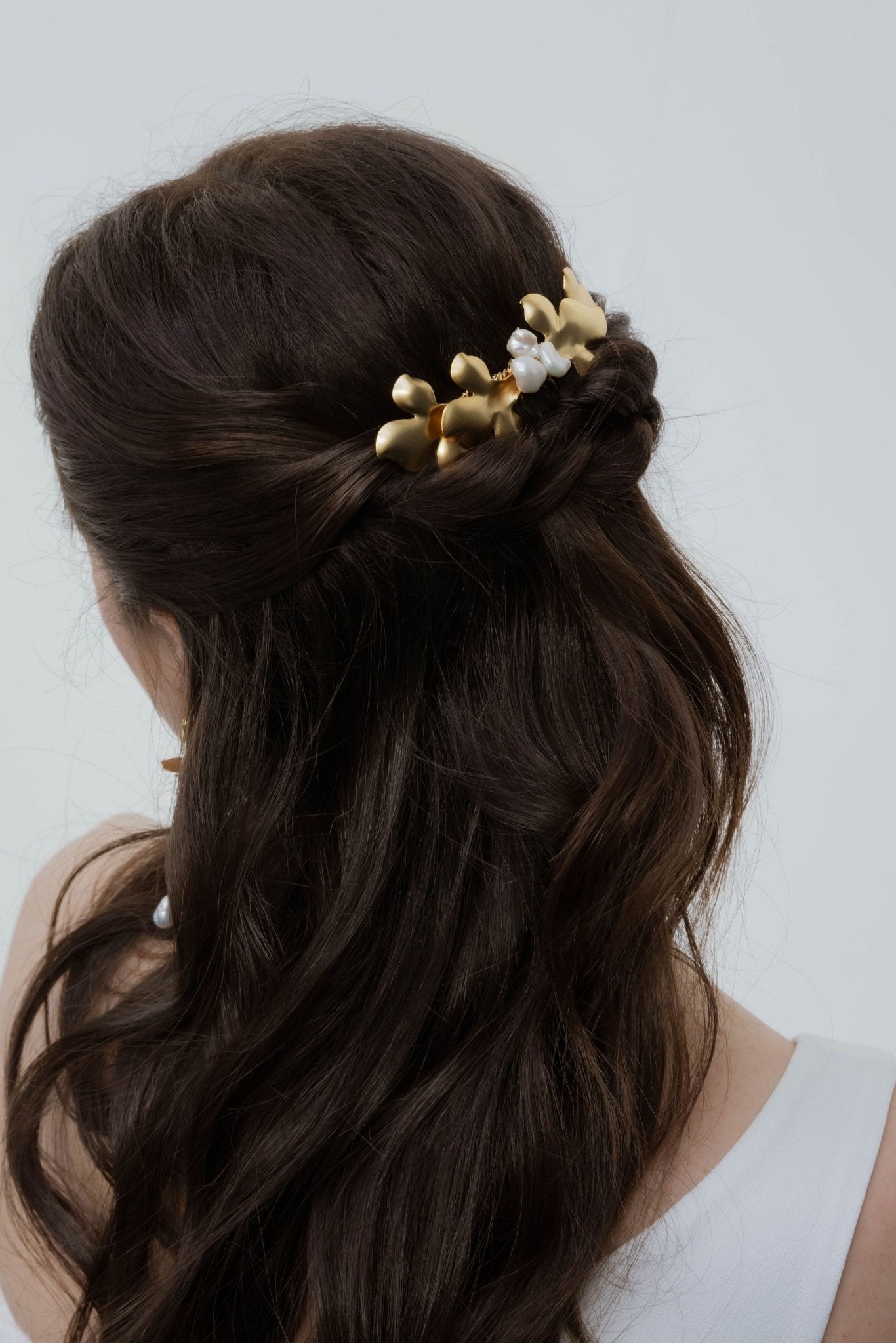Venezia - Peigne mariage moderne avec perles baroques - Grand peigne - Atelier Lilac