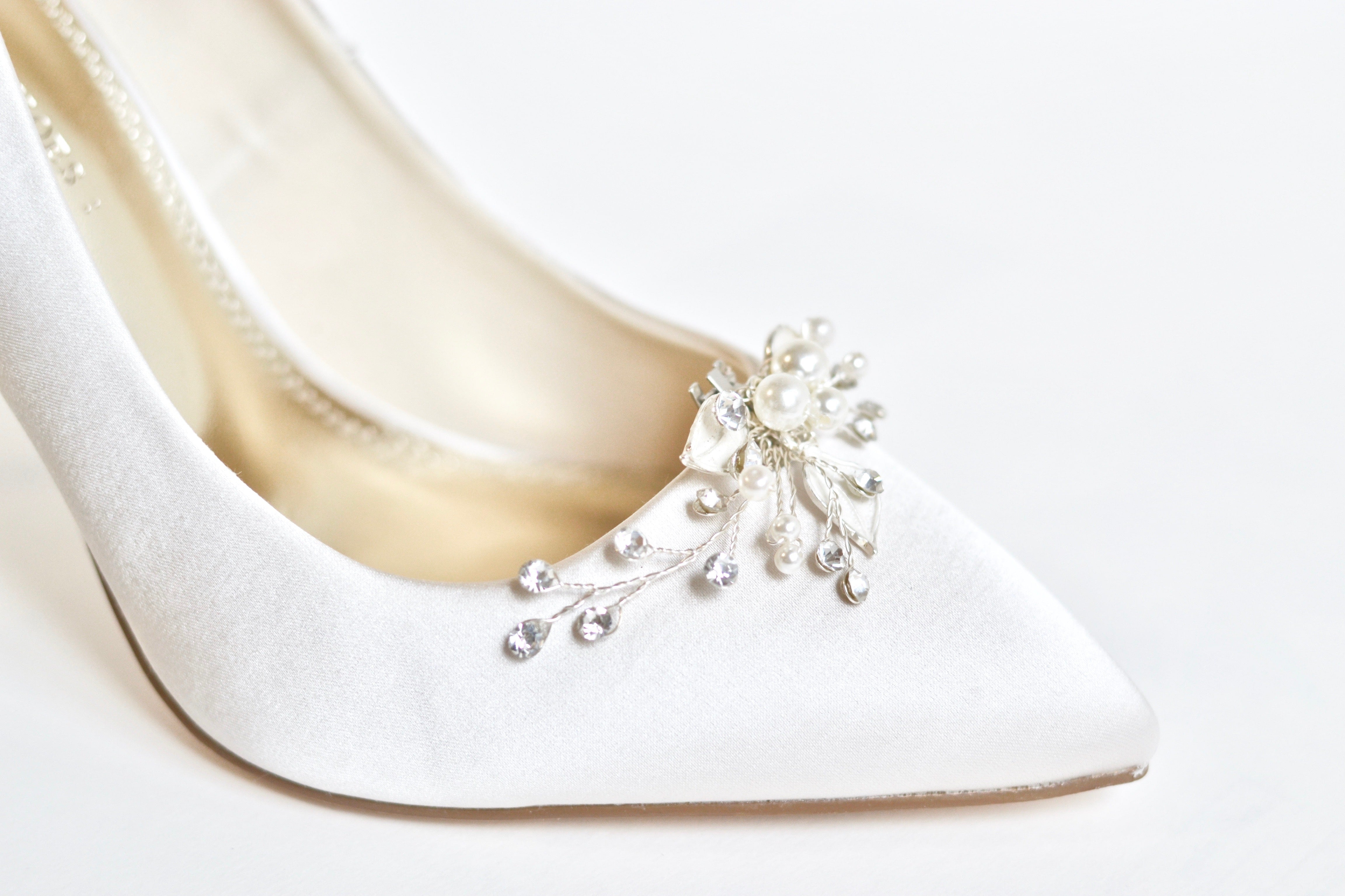 Clip à chaussure de mariage en perles et cristaux