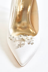 Clip à chaussures romantique à perles et cristaux