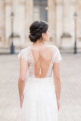 Coquelicot - Collier de dos pompon perles naturelles