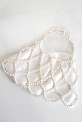 Sac de mariée blanc en satin et perles rondes