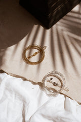 Barrette élégantes et minimaliste or et argent en forme de cercle torsadé