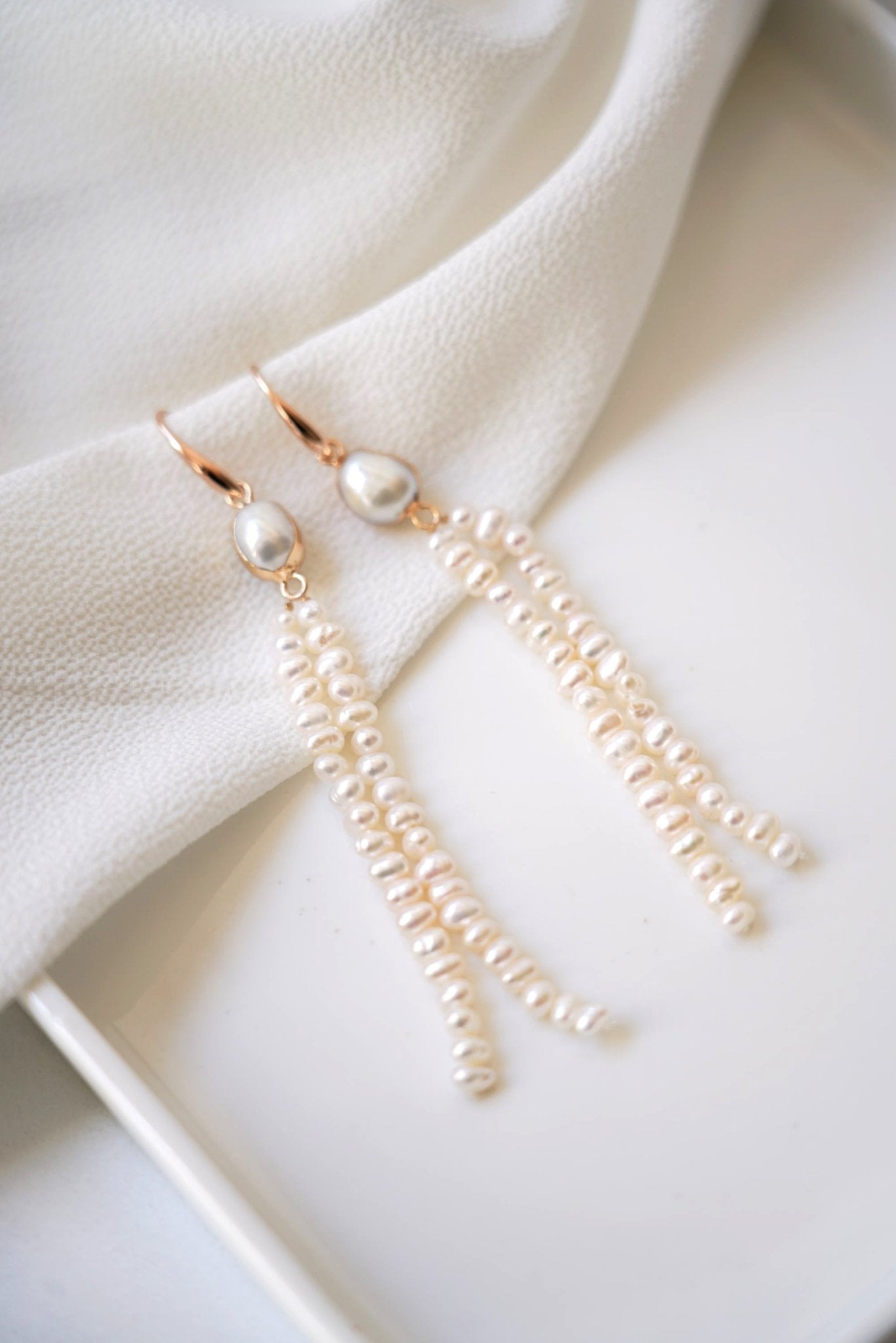 Danse à deux - Boucles d'oreilles perlées pendantes - Boucles d'oreilles longues - Atelier Lilac