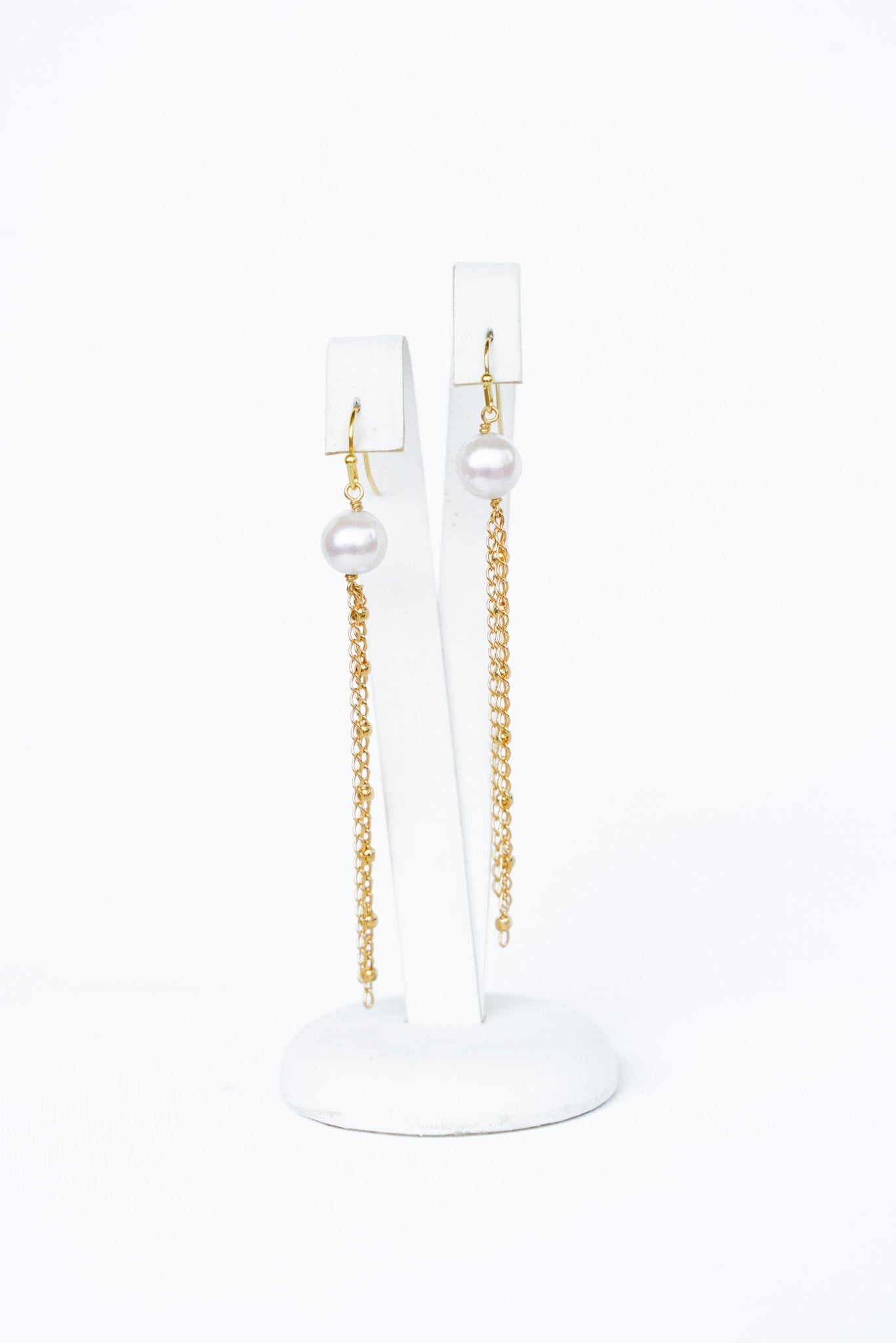 Gui - Boucles d'oreilles pendantes perles naturelles - Boucles d'oreilles longues - Atelier Lilac