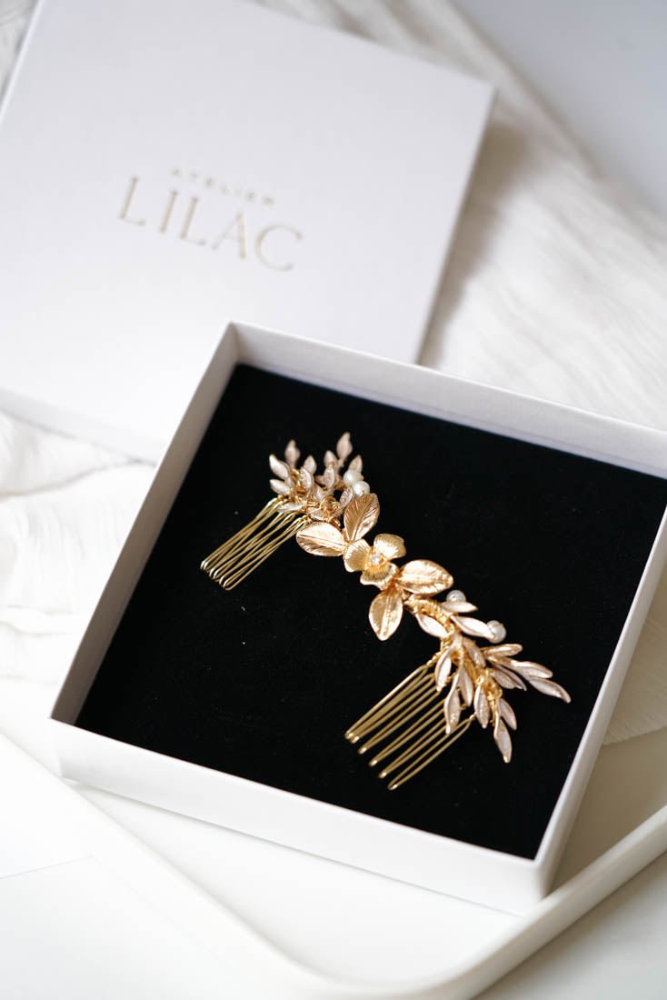 Inspiration - Peigne floral avec perles de culture - Grand peigne - Atelier Lilac